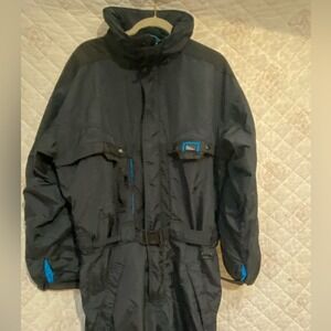 Inside Edge‎ Vintage Mens Ski Suit One Piece Black Blue Insulated Snow Suit M